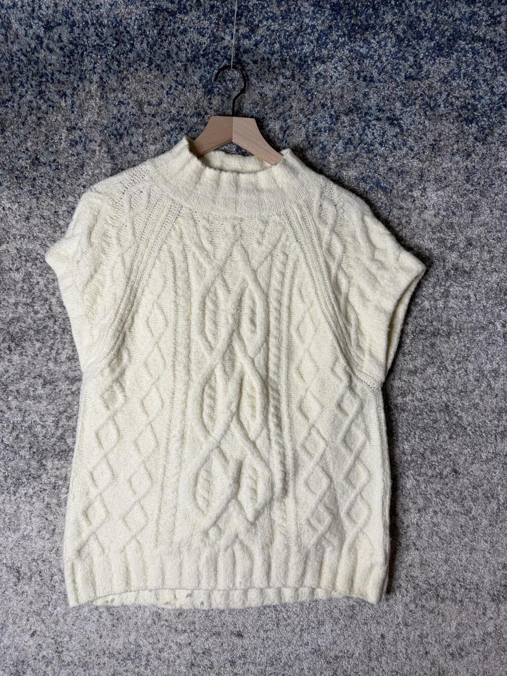 Maeve Anthropologie Sweater Womens XS/S White Cable Knit Mock Neck Tunic Top